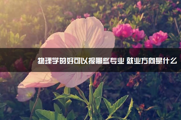 物理学的好可以报哪些专业 就业方向是什么