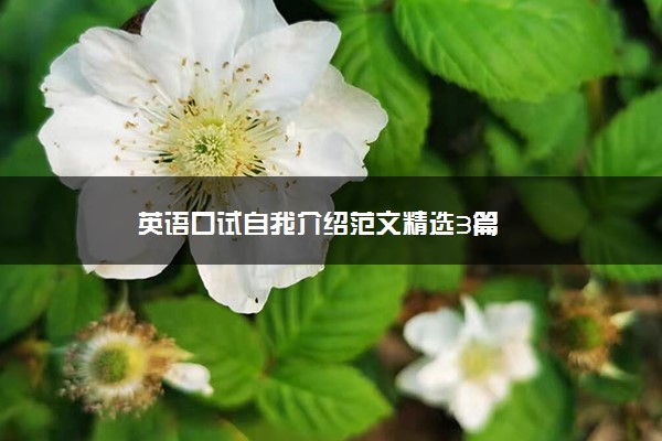 英语口试自我介绍范文精选3篇