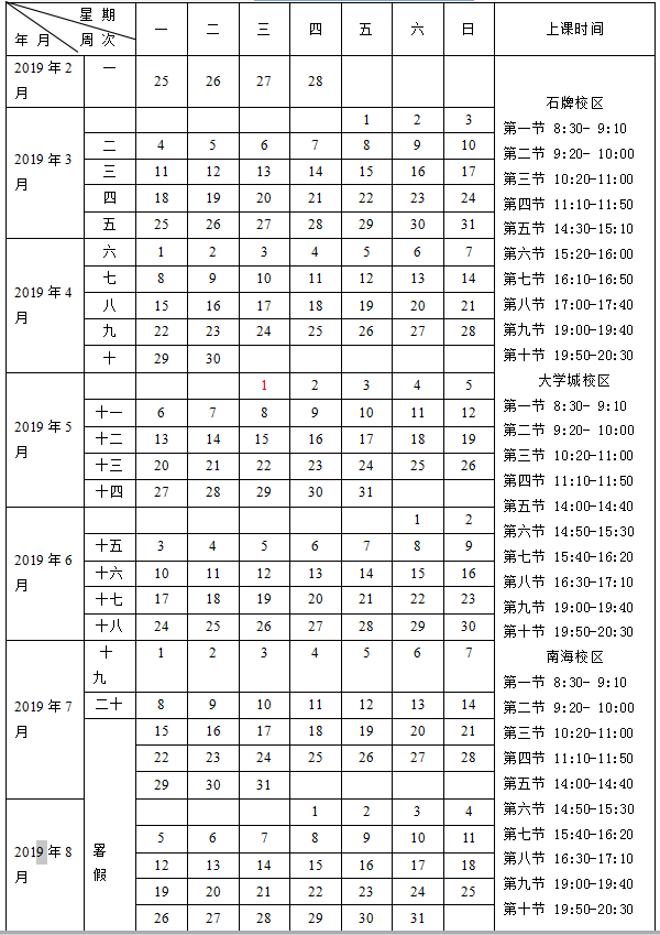 2019华南师范大学寒假放假时间安排