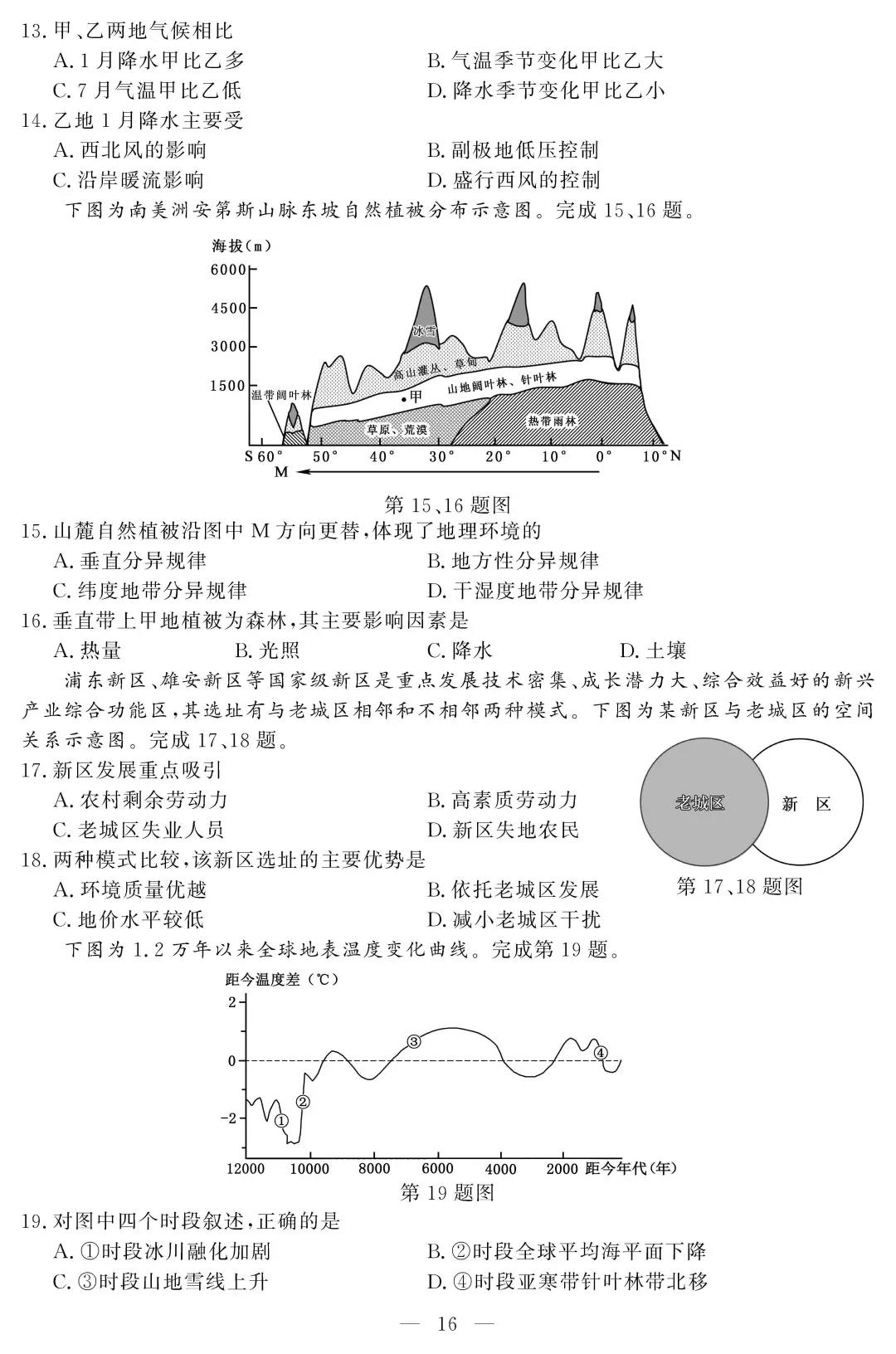 2018年11月浙江选考地理试题及参考答案