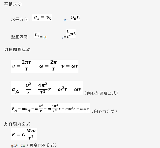 高中物理公式总结表