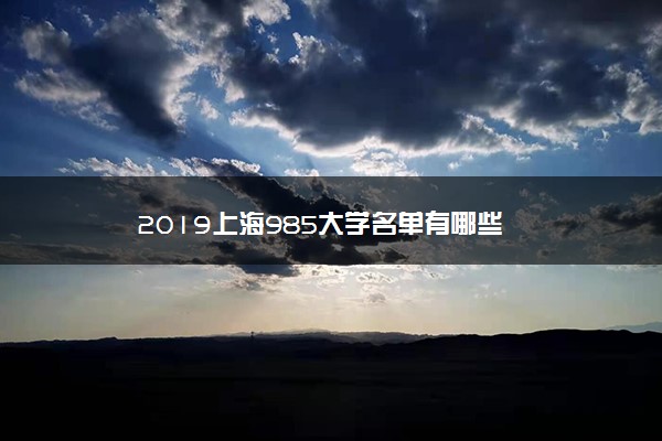 2019上海985大学名单有哪些