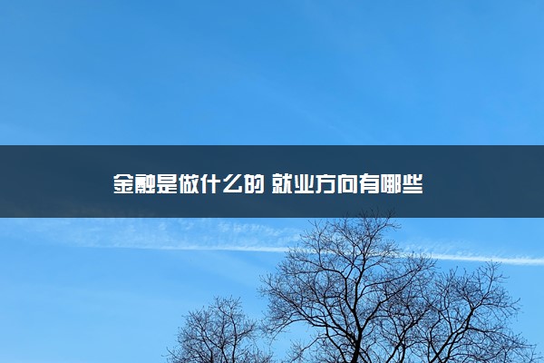 金融是做什么的 就业方向有哪些