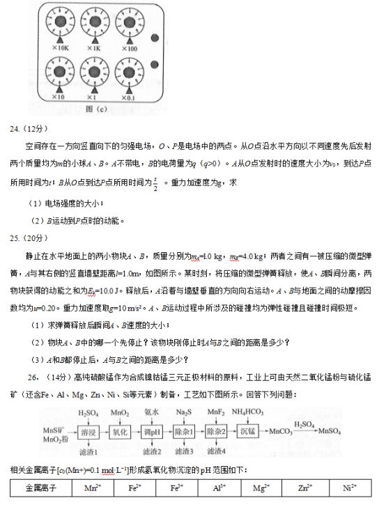 2019广西高考理综试题及答案【word精校版】