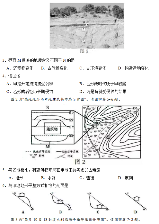 2019江苏高考地理试题（word精校版）