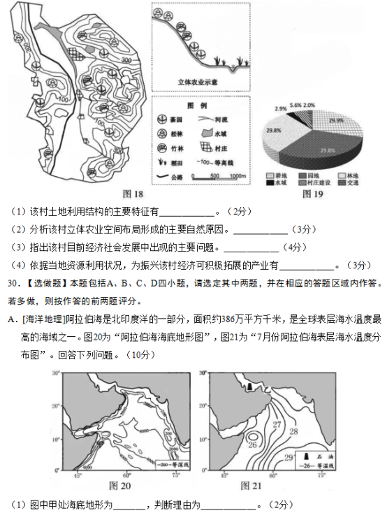 2019江苏高考地理试题（word精校版）