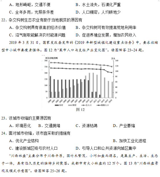 2019江苏高考地理试题及答案【word真题试卷】