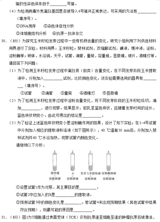 2019江苏高考生物试题及答案【word真题试卷】