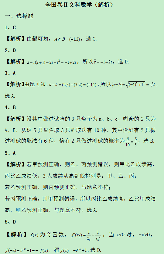 2019黑龙江高考文科数学试题及答案解析【Word真题试卷】