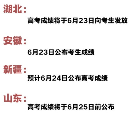 高考放榜时间表 2019各地高考查分时间