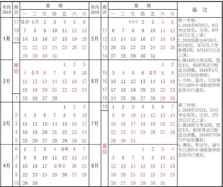 2019河南各大学暑假放假时间安排表