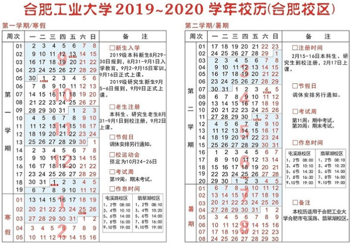 2020合肥工业大学寒假什么时候放