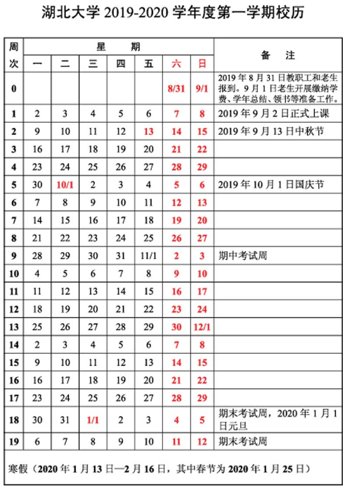 2020湖北大学什么时候放寒假