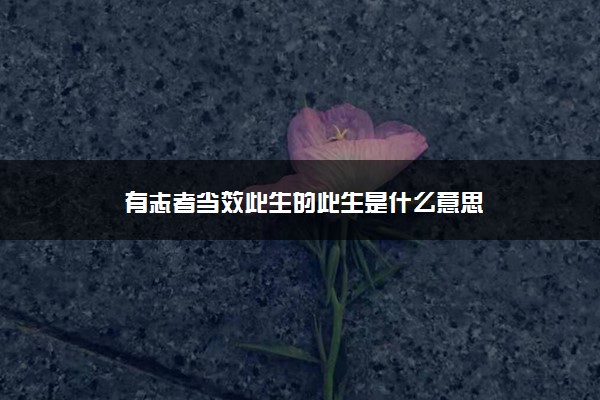 有志者当效此生的此生是什么意思