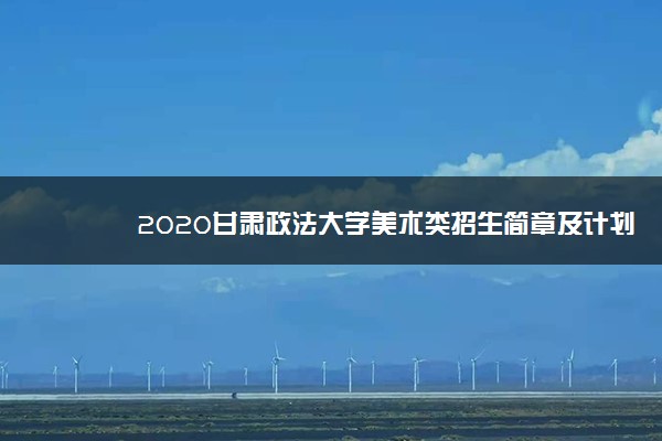 2020甘肃政法大学美术类招生简章及计划