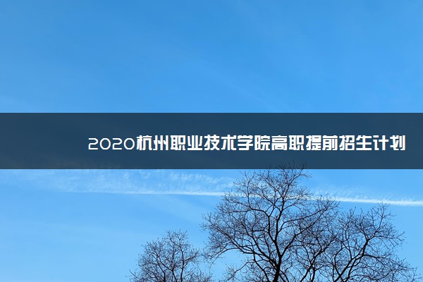 2020杭州职业技术学院高职提前招生计划及专业