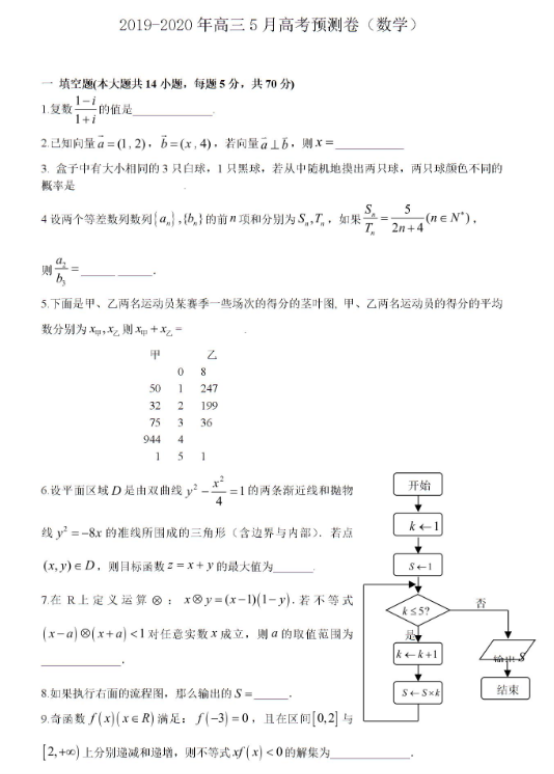 2020年全国高考理科数学预测试题（含答案）