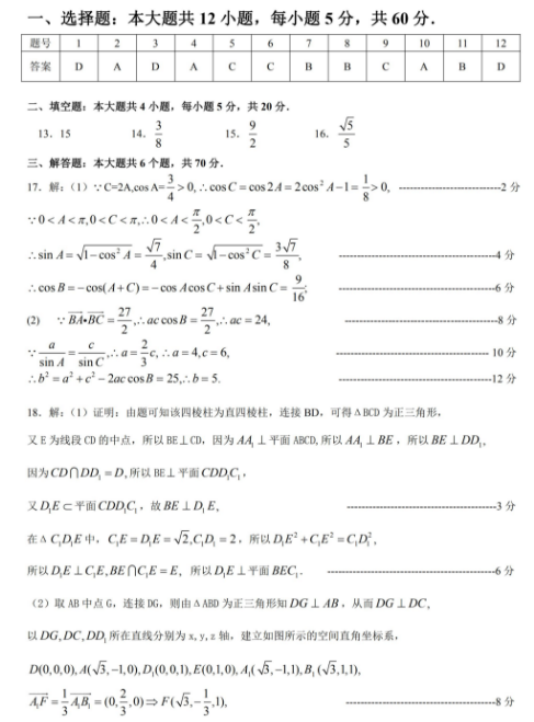 2020年全国高考冲刺押题卷数学（含答案）