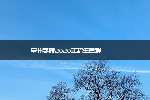 亳州学院2020年招生章程