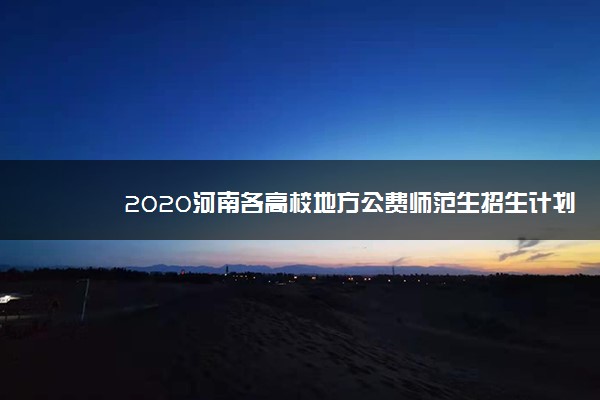 2020河南各高校地方公费师范生招生计划