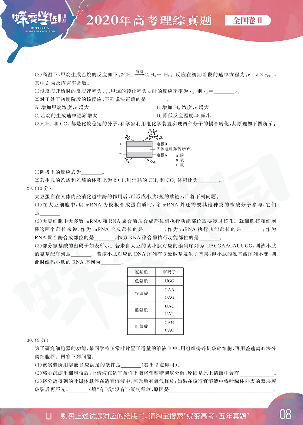 2020年全国2卷高考理综试题【高清精校版】