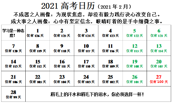 2021年高考倒计时还有多少天