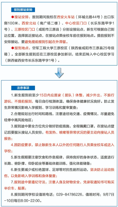 2020空军工程大学新生入学须知