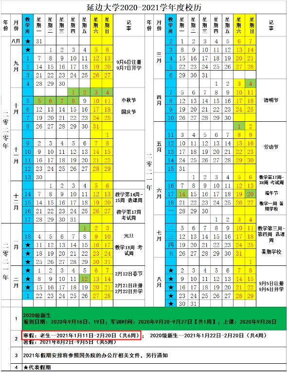 2021吉林各高校寒假放假及开学时间