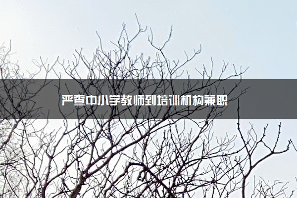 严查中小学教师到培训机构兼职