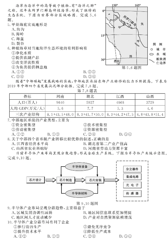 2021年1月浙江选考地理试题及答案