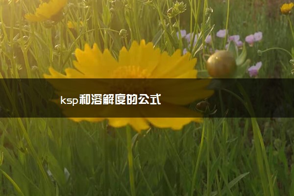 ksp和溶解度的公式