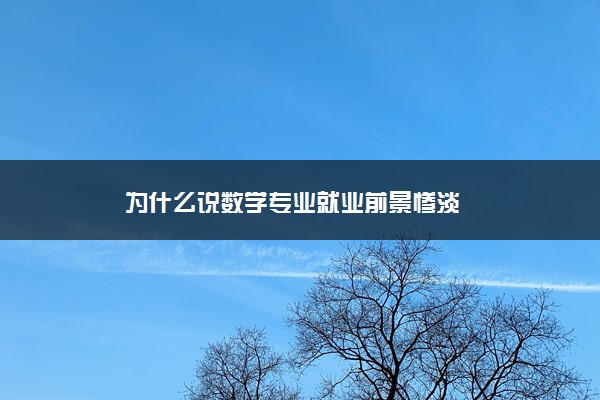 为什么说数学专业就业前景惨淡