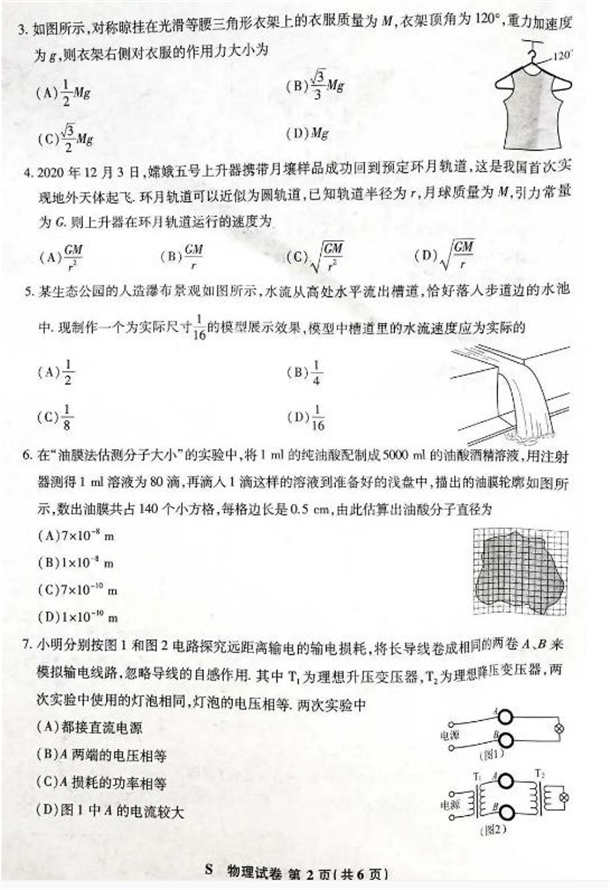 2021八省联考物理试卷及答案解析