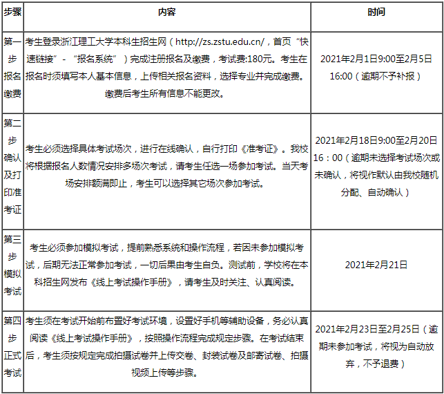 浙江理工大学2021校考初试报名及考试时间