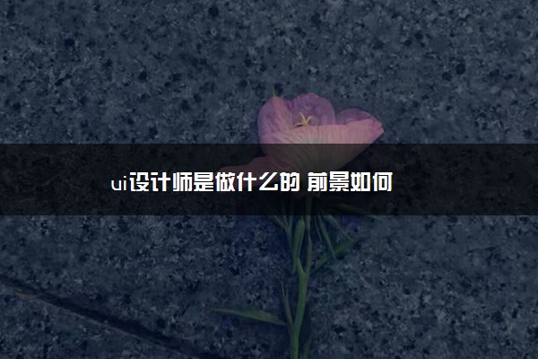 ui设计师是做什么的 前景如何