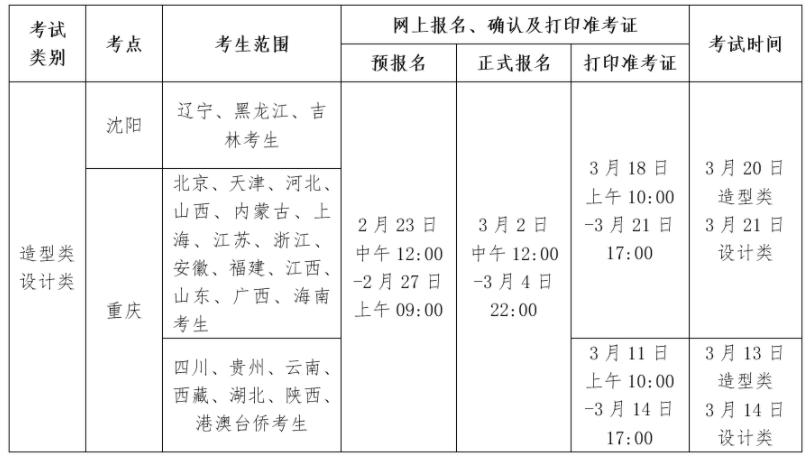 四川美术学院2021年校考时间沈阳、重庆考点考试日期