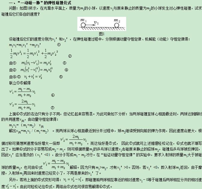 弹性碰撞速度公式推导及巧记方法