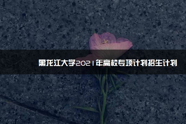 黑龙江大学2021年高校专项计划招生计划及招生专业