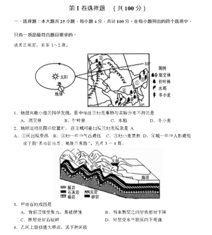 2021高三高考文科综合模拟试卷