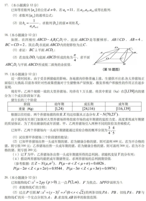 2021湖北高考理科数学模拟押题卷（含答案）