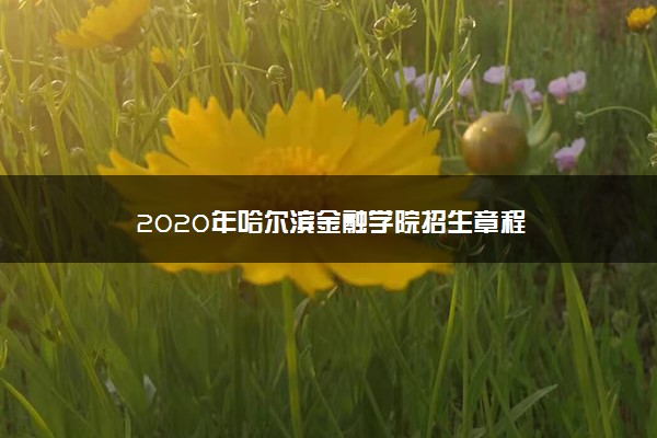 2020年哈尔滨金融学院招生章程