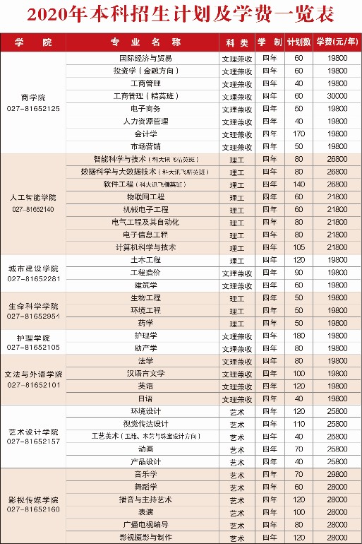 武昌理工学院学费