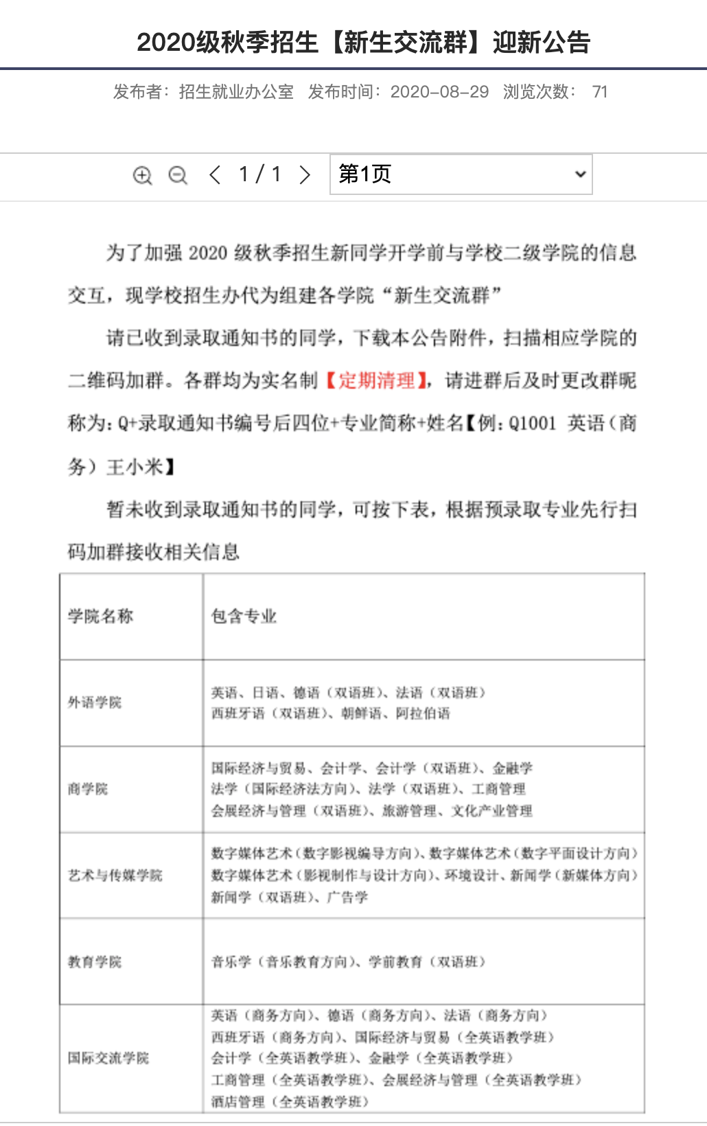 上海外国语大学贤达经济人文学院2020级秋季招生【新生交流群】迎新公告