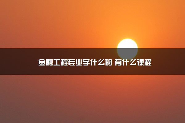 金融工程专业学什么的 有什么课程