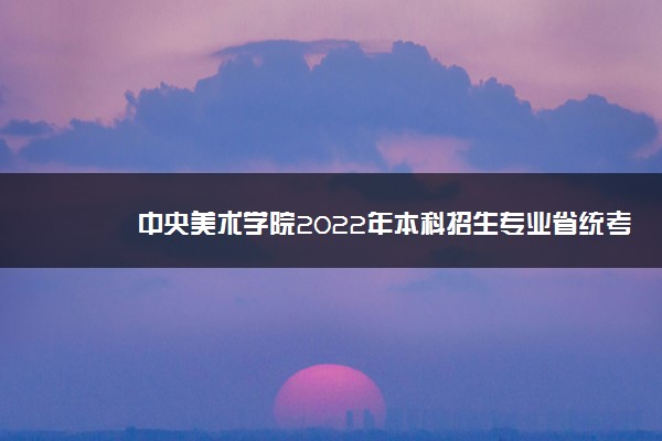 中央美术学院2022年本科招生专业省统考科类对应表