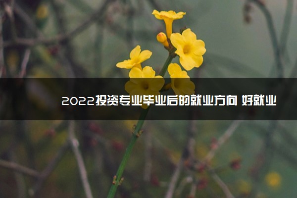 2022投资专业毕业后的就业方向 好就业吗