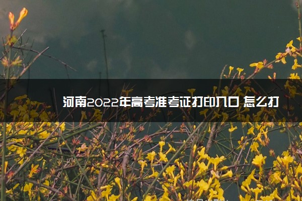 河南2022年高考准考证打印入口 怎么打印