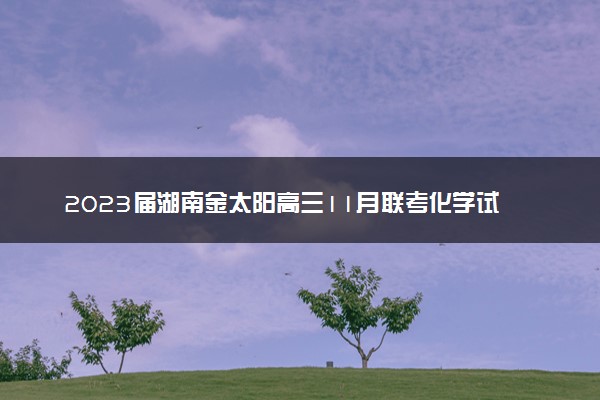 2023届湖南金太阳高三11月联考化学试卷及答案参考详解！