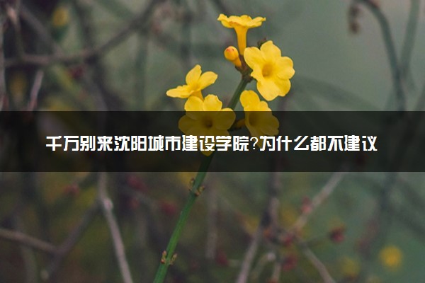 千万别来沈阳城市建设学院？为什么都不建议上沈阳城市建设学院呢？