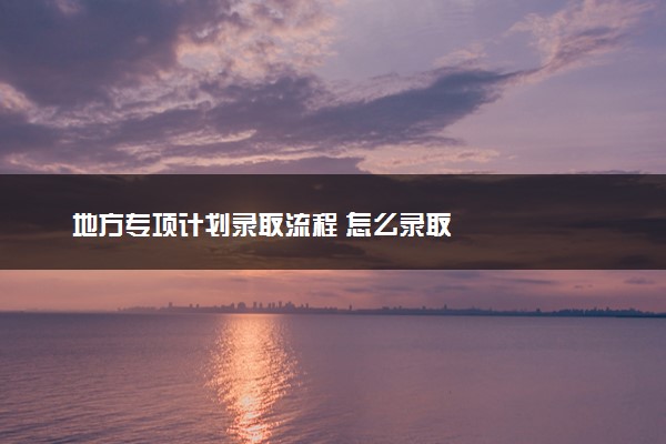 地方专项计划录取流程 怎么录取